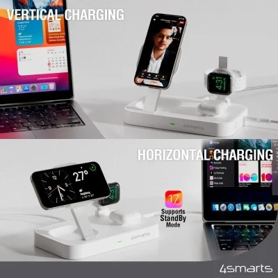 Bazic Gomag Station 2 3In1 Fast Wireless Charging Station With Apple Watch Charger  -White